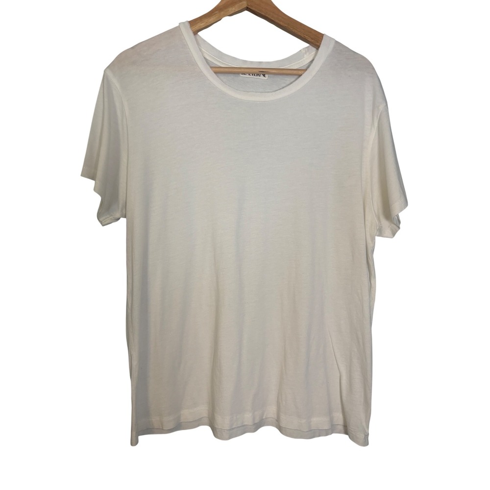 ETERNE Womens White Short Sleeve Crewneck Cotton Modal T-Shirt Size Medium